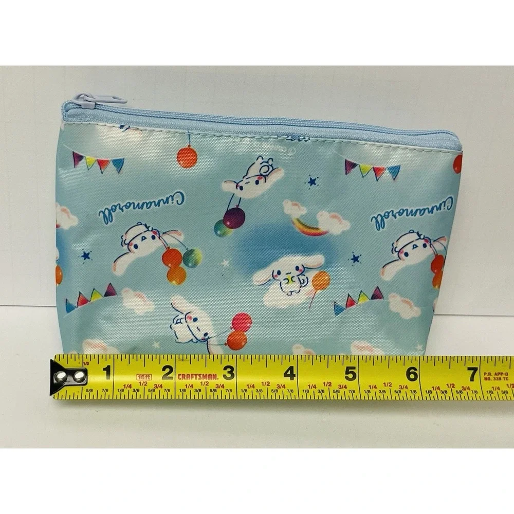 Sanrio Cinnamoroll Blue Zipper Pouch Kawaii Balloon Sky Print Makeup Bag 7x4.5in